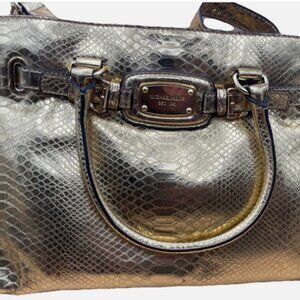Michael Kors Hamilton Large East-West Tote Gold Embossed Snakeskin Leather NWT